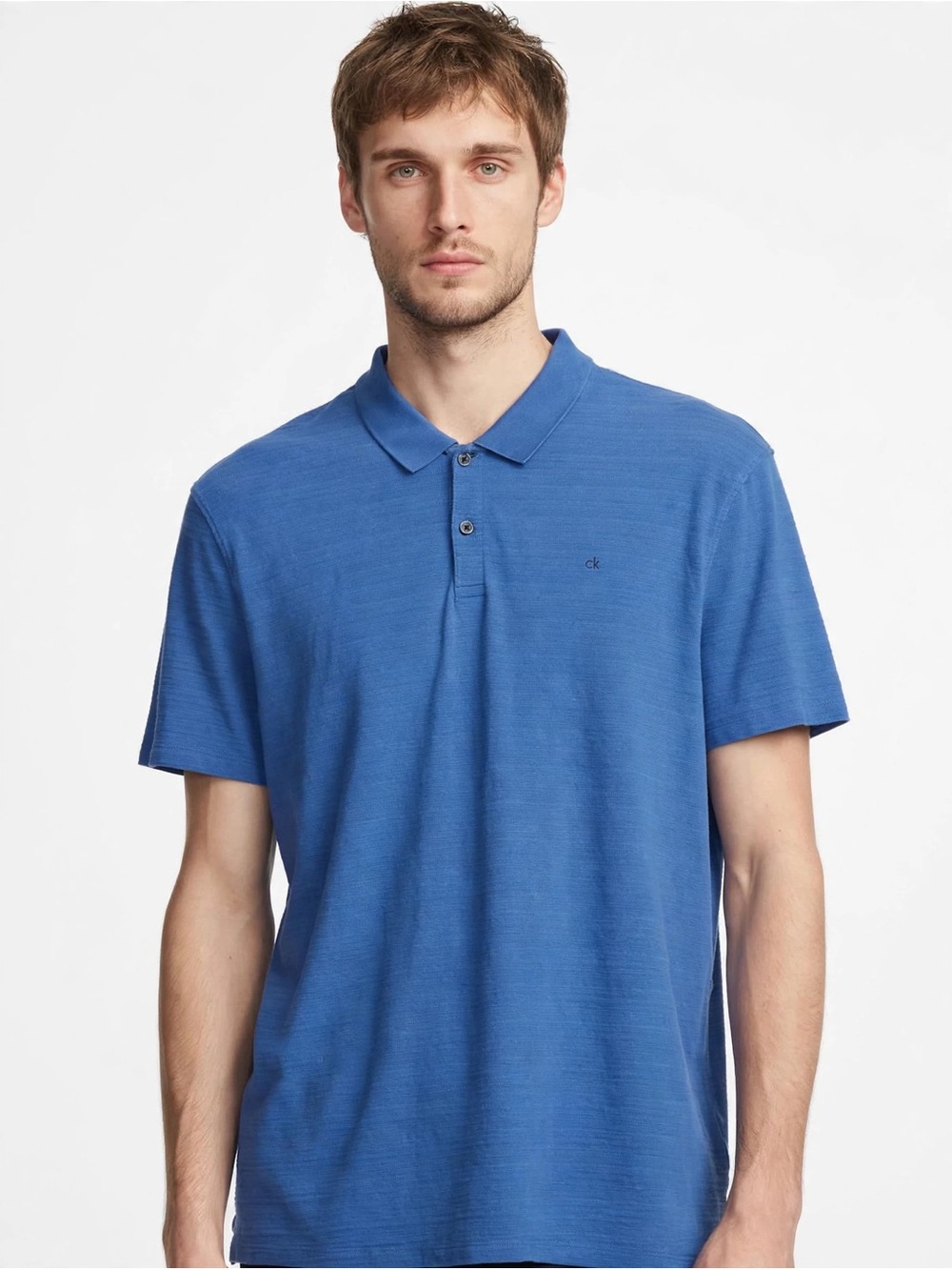 Calvin Klein Men's Blue Short-Sleeve Polo with CK Logo